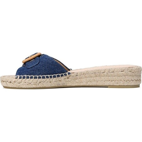 Veronica Beard Apa Denim Espadrille Jute Sole Slide Oversized Buckle Size 8M New - Picture 11 of 16